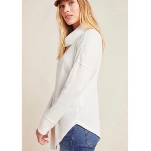 Anthropologie Maeve Ainsley Turtleneck Thermal Long Sleeve Waffle Knit Top - Picture 2 of 15